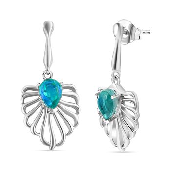 Pfau Quarz Triplette Ohrringe 925 Silber platiniert ca. 1,80 ct.