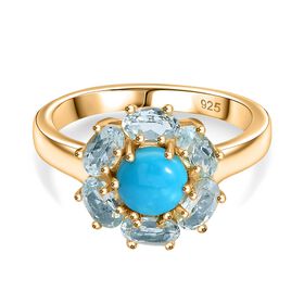 AAA Sleeping Beauty Türkis und himmelblauer Topas Ring - 2,62 ct.