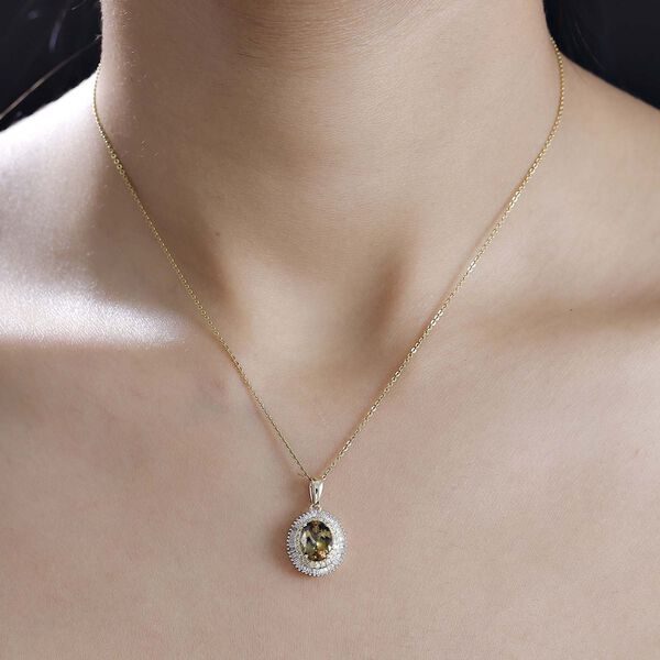 AAA natürlicher goldener Tansanit, gelber und weißer Diamant Anhänger in 585 Gold - 2,37 ct. image number 3