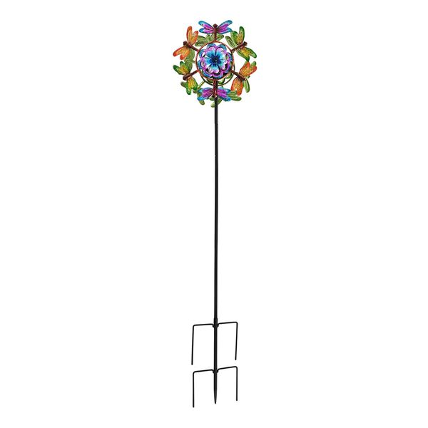Solar Gartenleuchte Windrad, Eisen, 140 cm, Mehrfarbig