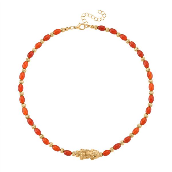 Roter Achat Pixiu Halskette, ca. 45cm + 5cm extender, gelb vergoldet ca. 50.00 ct image number 3