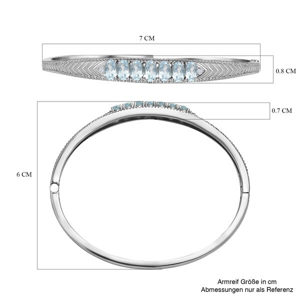 Himmelblauer Topas, Weißer Zirkon Armreif ca. 18 cm Edelstahl ca. 3,95 ct. image number 6