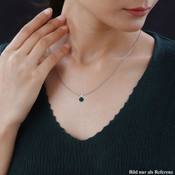 Gr&uuml;ner und wei&szlig;er Zirkonia Halo Anh&auml;nger mit 45cm Kette image number 3