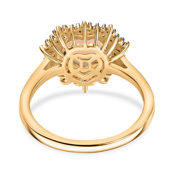 D'Joy äthiopischer Welo Opal und blauer Diamant Ring und Anhänger mit 50cm Kette image number 12