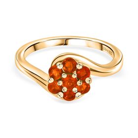 D'Joy AAA Blaze Feueropal Ring 925 Silber 750 Gelb Vergoldet (Größe 17.00) ca. 0,42 ct