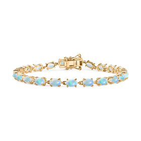 AA Natürliches, äthiopisches Welo Opal Armband, 925 Silber vergoldet