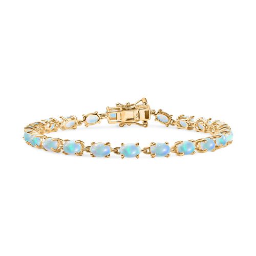 AA Natürliches, äthiopisches Welo Opal Armband, 925 Silber vergoldet image number 0