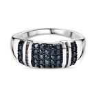 Blauer Diamant Ring 925 Silber platiniert (Größe 18.00) ca. 0.50 ct