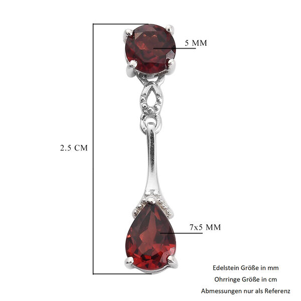 Roter Granat Tropfen Ohrh&auml;nger 925 Silber platiniert ca. 2,99 ct&nbsp; image number 5