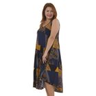 TAMSY - bedrucktes Kleid, Viskose, 60x105 cm, blau/gelb Blattmuster image number 2