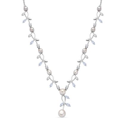 S&uuml;&szlig;wasser Perle (7.5 mm) Halskette ca. 45 cm Nickelfreies Messing platiniert