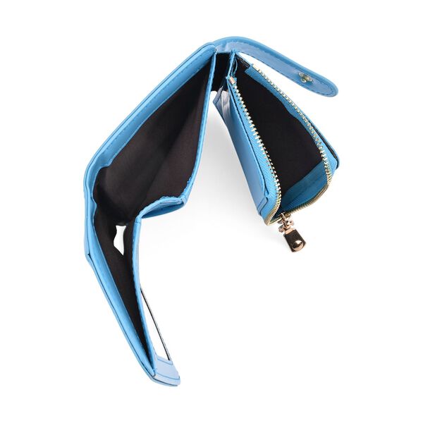 Jacquard-Schal aus Viskose und Geldbörse aus PU-Leder mit RFID-Schutz Hellblau image number 7