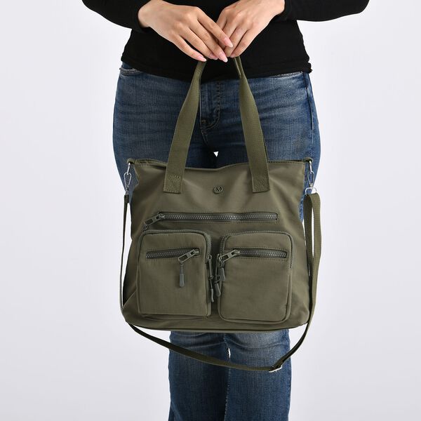 Crossbody-Schultertasche mit Mehrfachf&auml;chern, 31x30x14cm, Gr&uuml;n image number 4