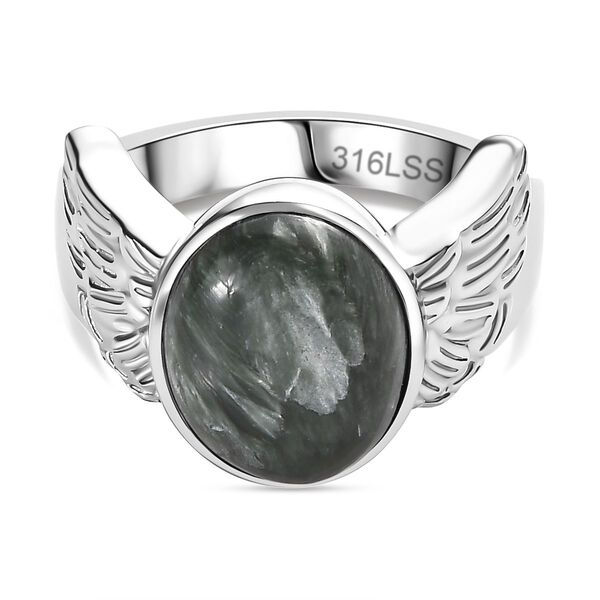 Sibirischer Seraphinite Ring Edelstahl (Gr&ouml;&szlig;e 17.00) ca. 4,76 ct