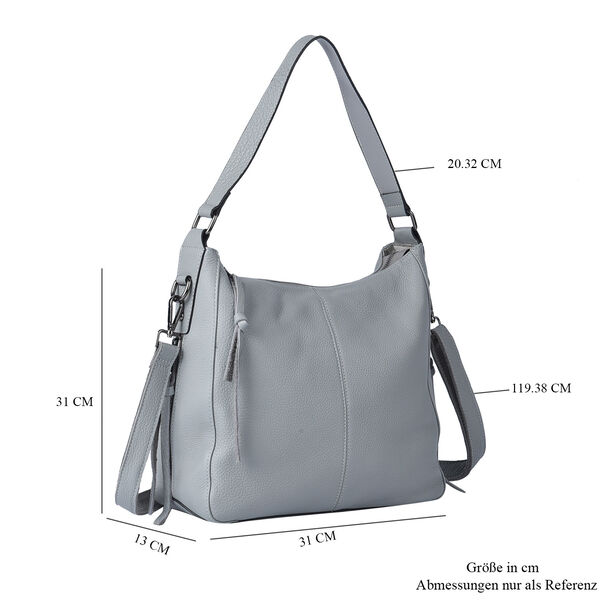 Handtasche aus 100% echtem Leder mit abnehmbarem Riemen, Grau&nbsp; image number 6