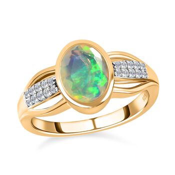 Nat&uuml;rlicher, &auml;thiopischer Welo Opal und Zirkon-Ring - 1,27 ct.