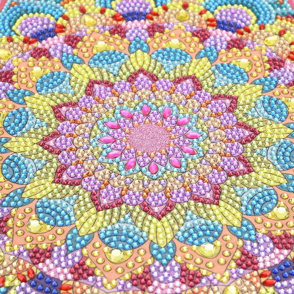 DIY Diamond Painting Leinwand Katze, mehrfarbiges Motiv mit Glitzerakzenten, 29x29cm, Mandala image number 5