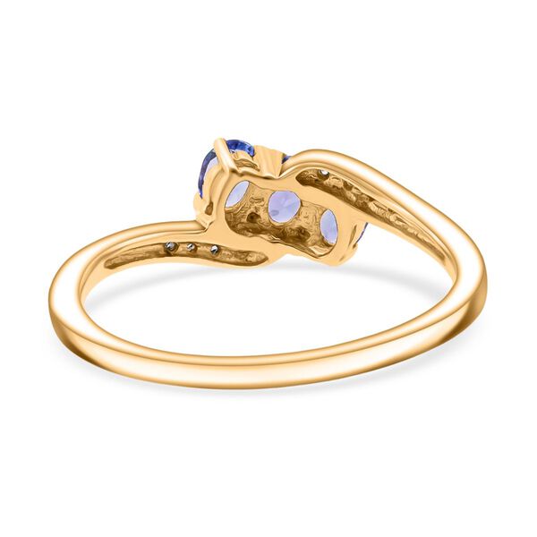 Tansanit, Wei&szlig;er Zirkon Ring 925 Silber vergoldet (Gr&ouml;&szlig;e 18.00) ca. 0.61 ct image number 5