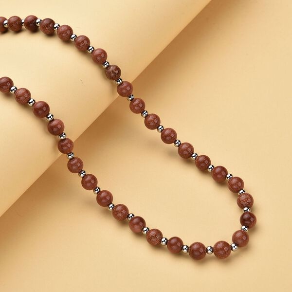 Goldene Sandstein Halskette, ca. 50 cm, Edelstahl ca. 162,50 ct image number 2