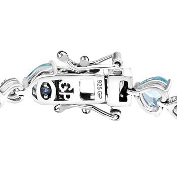 GP AA Blauer Apatit, Kanchanaburi Blauer Saphir Armband ca. 20 cm 925 Silber rhodiniert ca. 9.83 ct