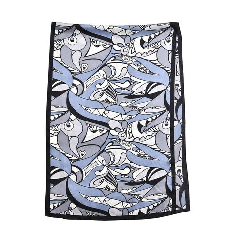 LA MAREY 100% Maulbeeren-Seidenschal, Satin, Blau image number 0