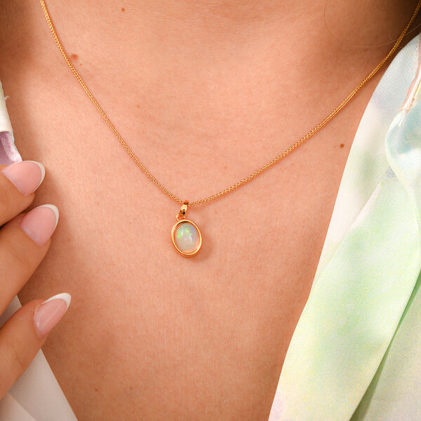 AA Nat&uuml;rlicher, &auml;thiopischer Welo Opal Anh&auml;nger, 925 Silber vergoldet, ca. 1.21 ct image number 6