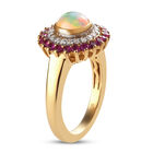 Natürlicher Äthiopischer Opal und Afrikanischer Rubin (Fissure gefüllt) Ring 925 Silber vergoldet image number 4