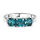 RHAPSODY - AAAA Lagunen Turmalin (ASSCHER SCHLIFF), Weißer Diamant SGL zertifiziert Ring 950 Platin (Größe 17.00) ca. 2.28 ct