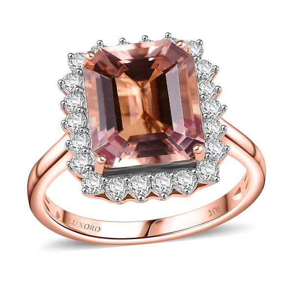 AAA Morganit, Weißer Diamant Ring 417 Gold (Größe 20.00) ca. 6,80 ct image number 0