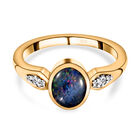 2er-Set, Boulder Opal Triplett und Zirkon-Ring und Anhänger in Silber image number 4
