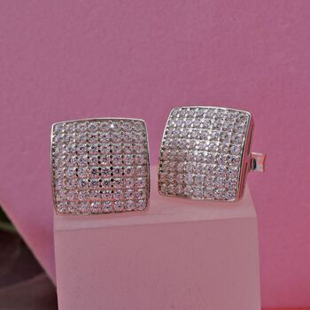 Lustro Stella Wei&szlig;er Zirkonia Ohrringe 925 Silber rhodiniert