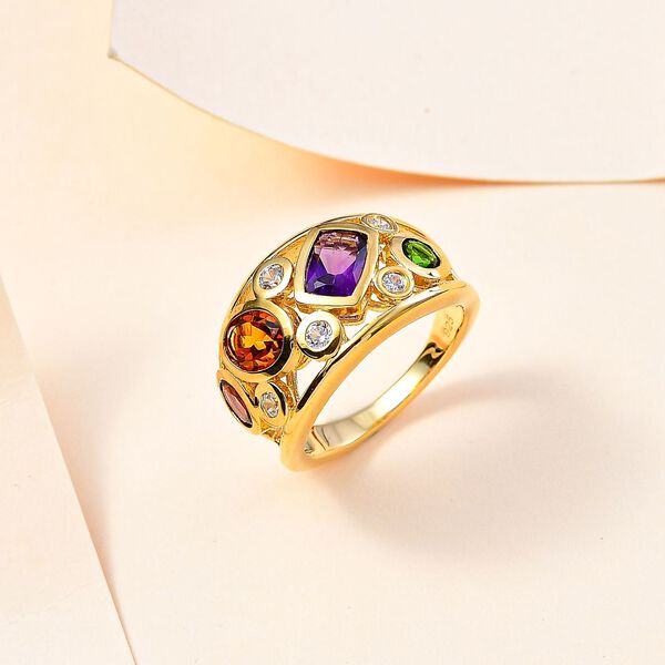 Afrikanischer Amethyst, Madeira Citrin Ring 925 Silber 750 Gelbgold Vermeil (Gr&ouml;&szlig;e 17.00) ca. 2,53 ct image number 2