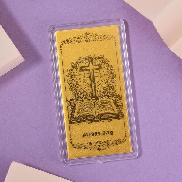 999er Gold-Barren mit Bibel-Motiv image number 1