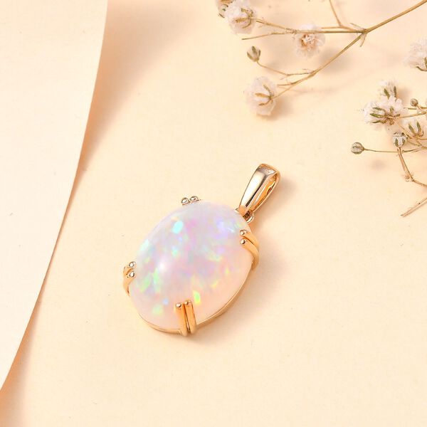 AAAA Natürlicher, äthiopischer Welo Opal-Anhänger in 585 Gold - 14,87 ct. image number 9
