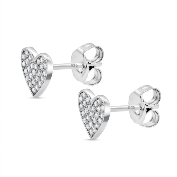 LUSTRO STELLA weiße Zirkonia Herz Ohrringe image number 3
