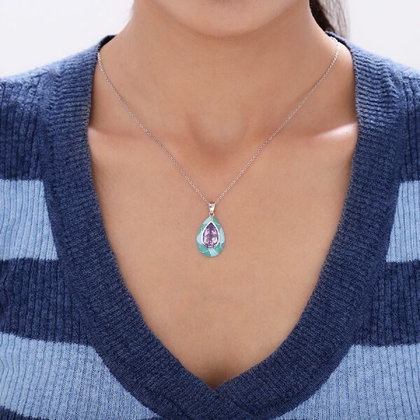 Rosa Amethyst Anh&auml;nger 925 Silber platiniert ca. 3,56 ct image number 2