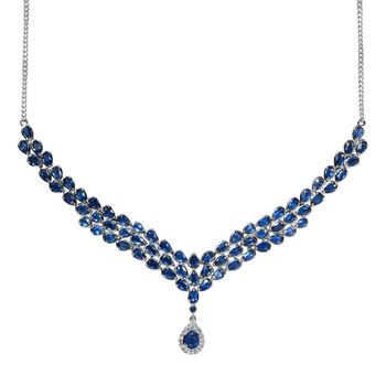 Kaschmir Kyanit Collier, ca. 45 cm, 925 Silber platiniert ca. 18.36 ct