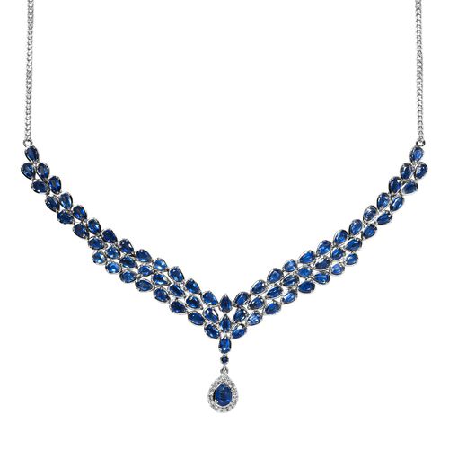 Kaschmir Kyanit Collier, ca. 45 cm, 925 Silber platiniert ca. 18.36 ct image number 0