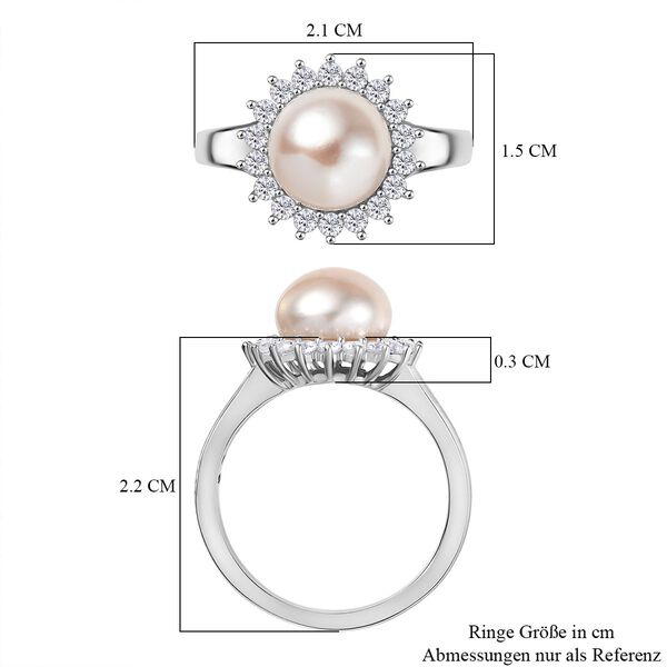 Pfirsich-Süßwasser Perle und Zirkon Ring image number 7
