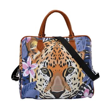 Safari-Tasche mit lebendigem Leopardenmuster, 43x20x38cm, blau