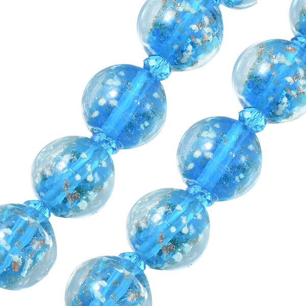 Murano-Stil Glas-Ohrringe und Kette, reiner Edelstahl, blau image number 3