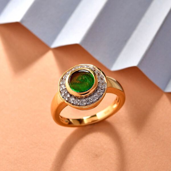 Ammolit und Zirkon Ring 925 Silber vergoldet  ca. 1,42 ct image number 2