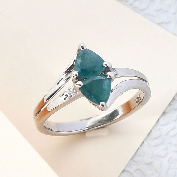 Grandidierit und Zirkon Ring 925 Silber platiniert  ca. 0,98 ct image number 2