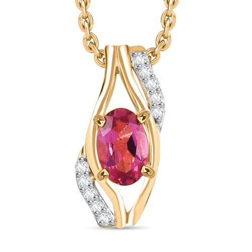 Labor roter Beryll und Zirkon-Anhänger mit 45cm Kette - 0,53 ct. image number 0