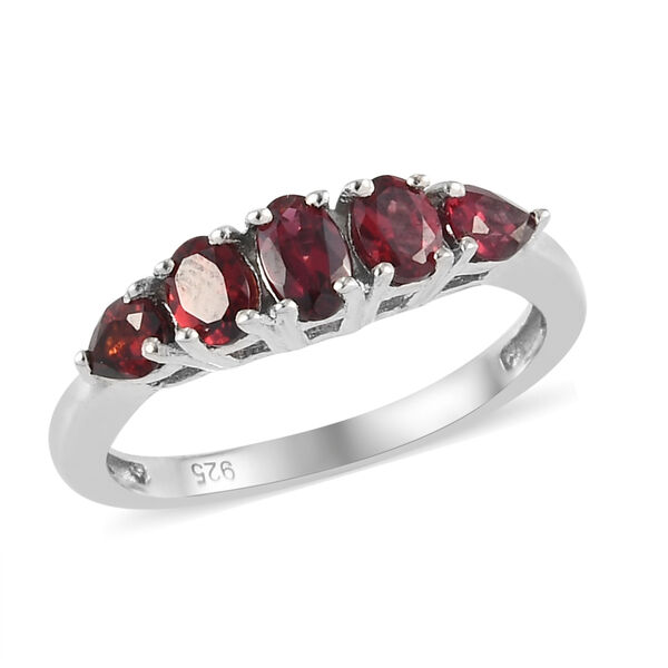 Anthill Granat 5-Stein-Ring, 925 Silber platiniert  ca. 1,13 ct image number 4