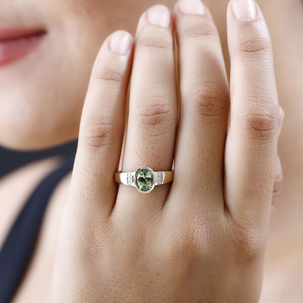 Nat&uuml;rlicher AAA Calabar-Turmalin, Wei&szlig;er Diamant Ring, 585 Gold (Gr&ouml;&szlig;e 19.00) ca. 1.30 ct image number 3