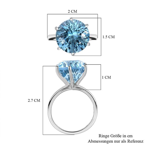 120 Facetten Himmelblauer Topas Ring, 925 Silber platiniert (Gr&ouml;&szlig;e 16.00) ca. 8.47 ct image number 7