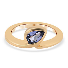 Tansanit-Ring, 925 Silber Gelbgold Vermeil  ca. 0,69 ct