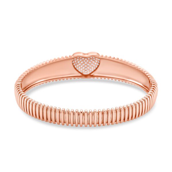 Weißer Zirkonia Armreif ca. 19 cm Nickelfreies Messing, Roséfarben image number 5