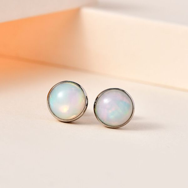 AAAA natürliche, äthiopische Welo Opal-Ohrringe in 950 Platin - 2,74 ct. image number 3